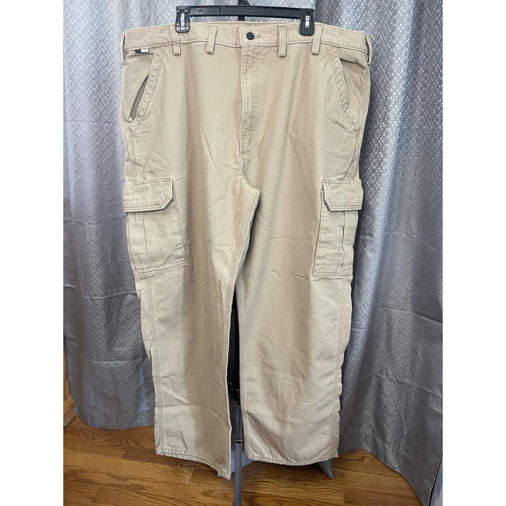 Carhartt FR Pants CAT2 2112 Men 46x32 Khaki Flame Resistant Carpenter Canvas